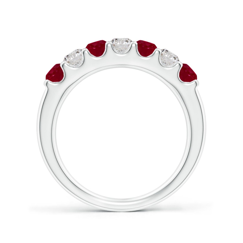 3.1mm AA Shared Prong Ruby and Diamond Half Eternity Ring in P950 Platinum side 199