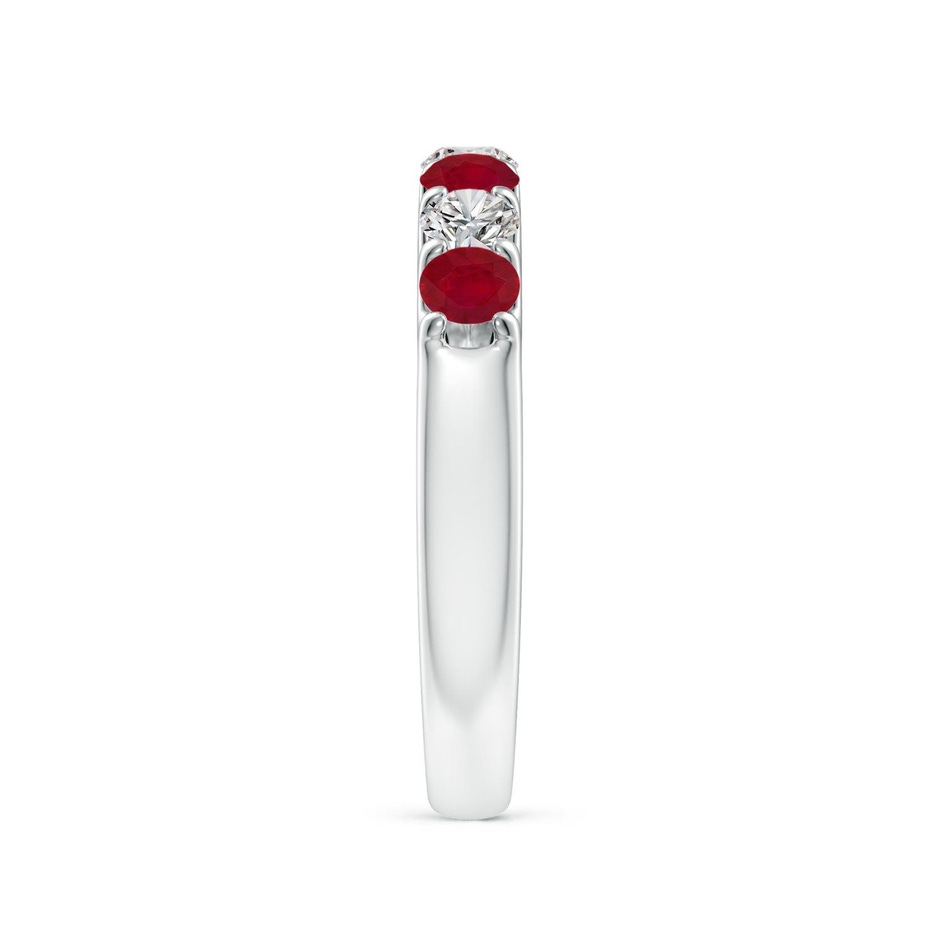 3.1mm AA Shared Prong Ruby and Diamond Half Eternity Ring in P950 Platinum side 299
