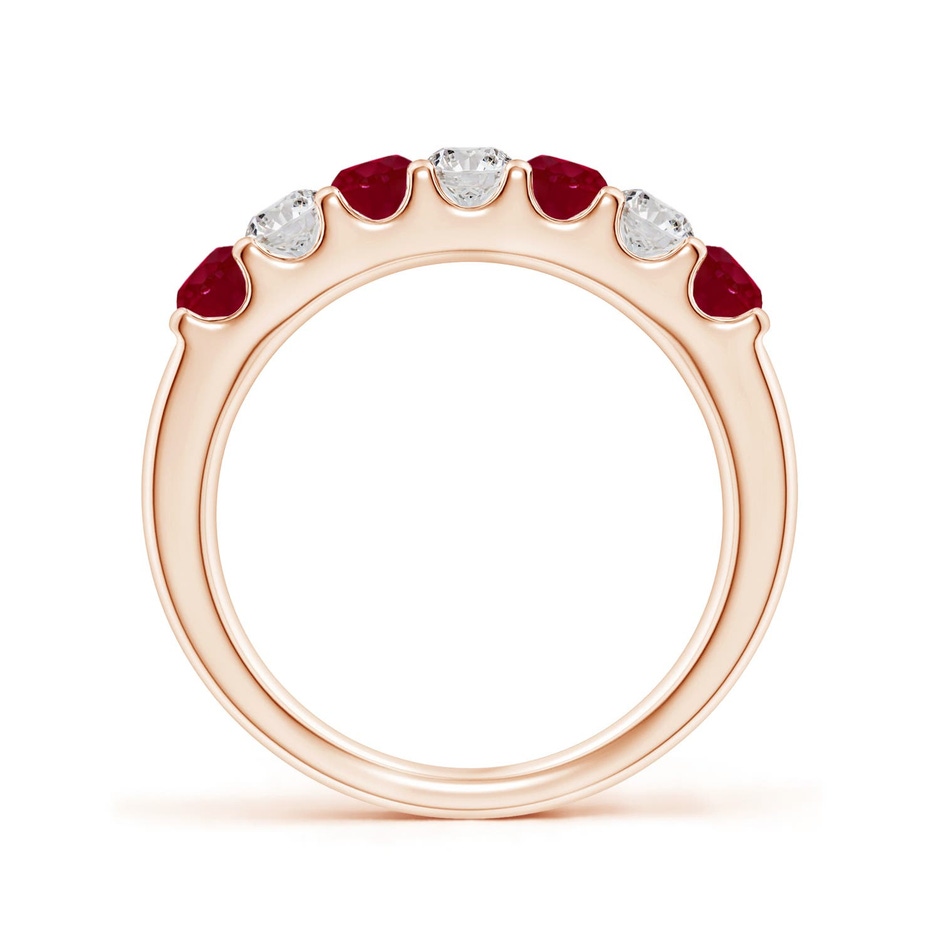 3.1mm AA Shared Prong Ruby and Diamond Half Eternity Ring in Rose Gold side 199