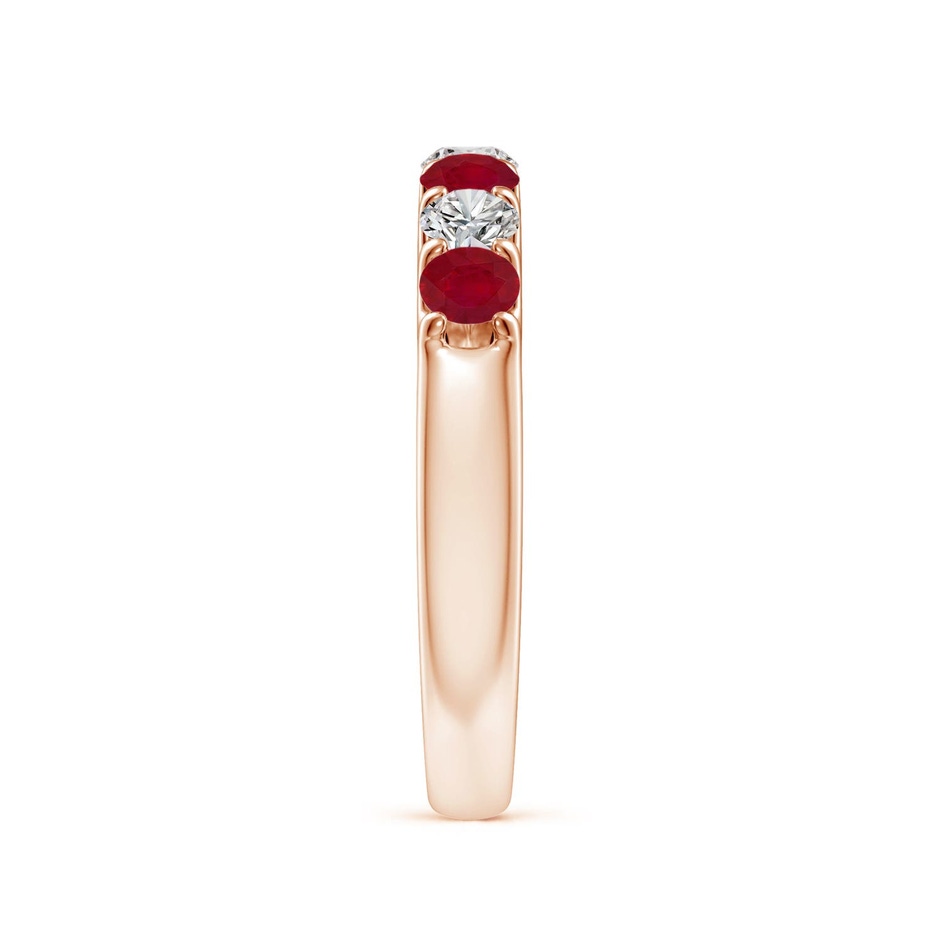 3.1mm AA Shared Prong Ruby and Diamond Half Eternity Ring in Rose Gold side 299