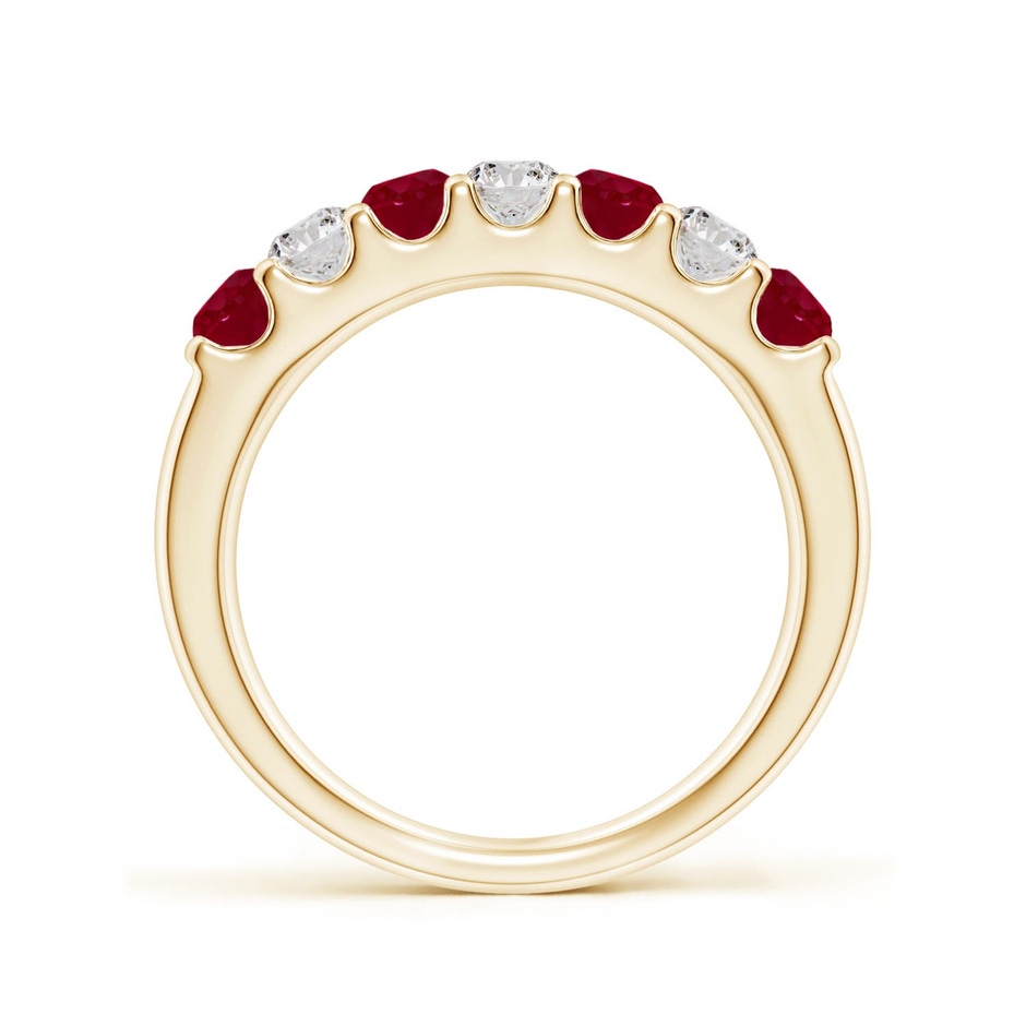 3.1mm AA Shared Prong Ruby and Diamond Half Eternity Ring in Yellow Gold side 199