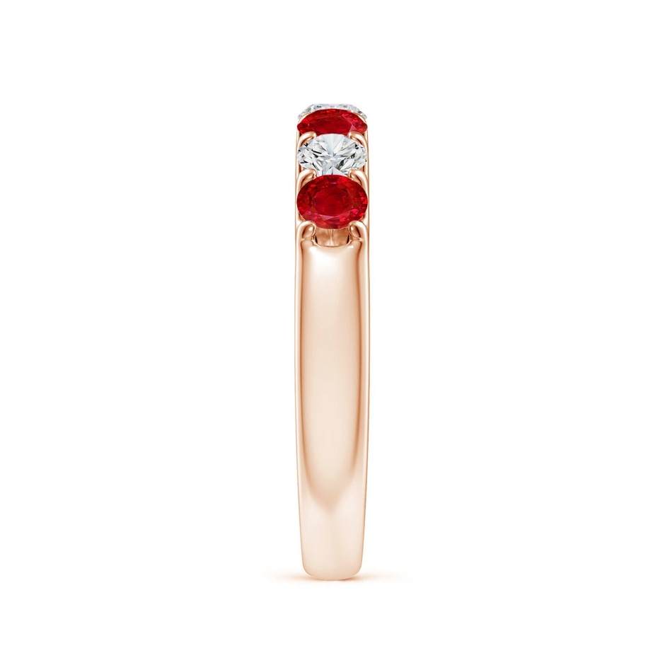 3.1mm AAA Shared Prong Ruby and Diamond Half Eternity Ring in Rose Gold side 299