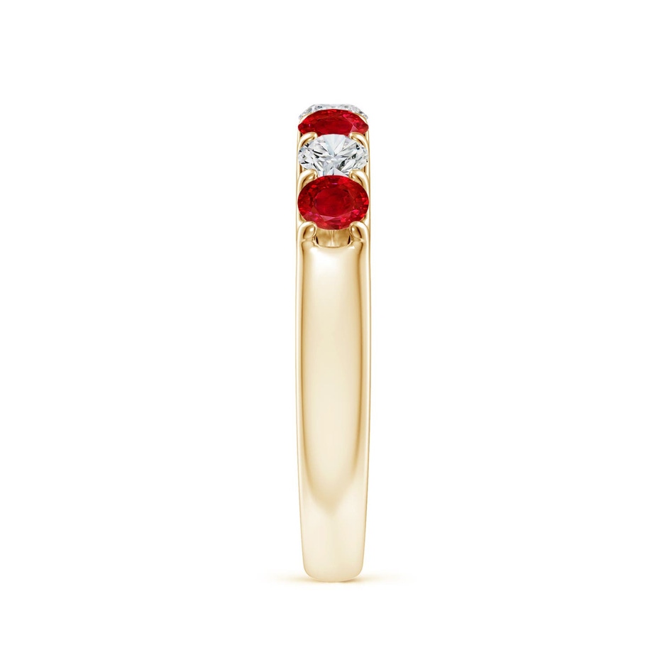 3.1mm AAA Shared Prong Ruby and Diamond Half Eternity Ring in Yellow Gold side 299
