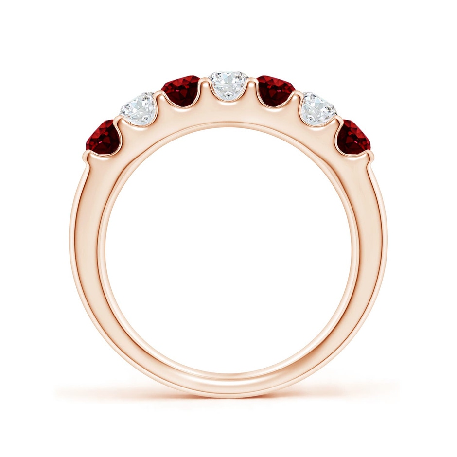 3.1mm AAAA Shared Prong Ruby and Diamond Half Eternity Ring in 18K Rose Gold side 199