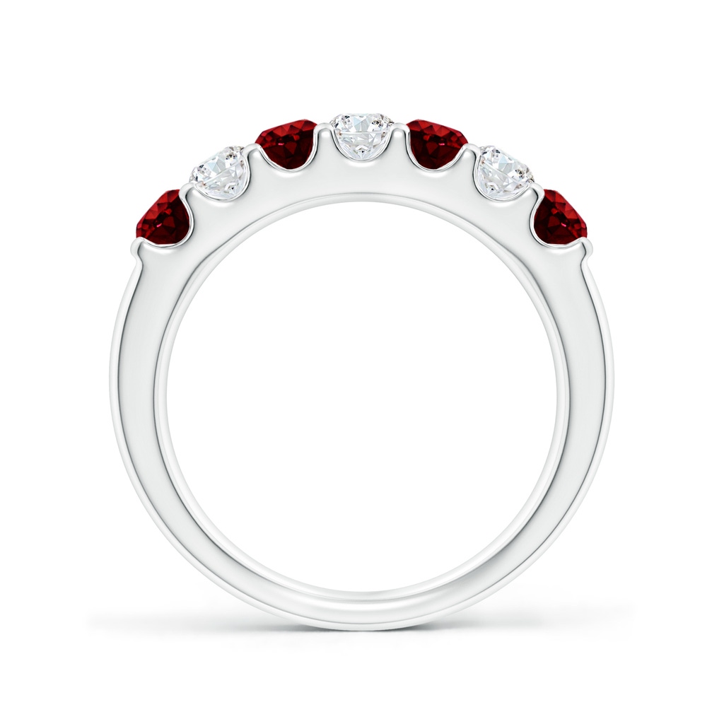 3.1mm AAAA Shared Prong Ruby and Diamond Half Eternity Band in P950 Platinum Side-1