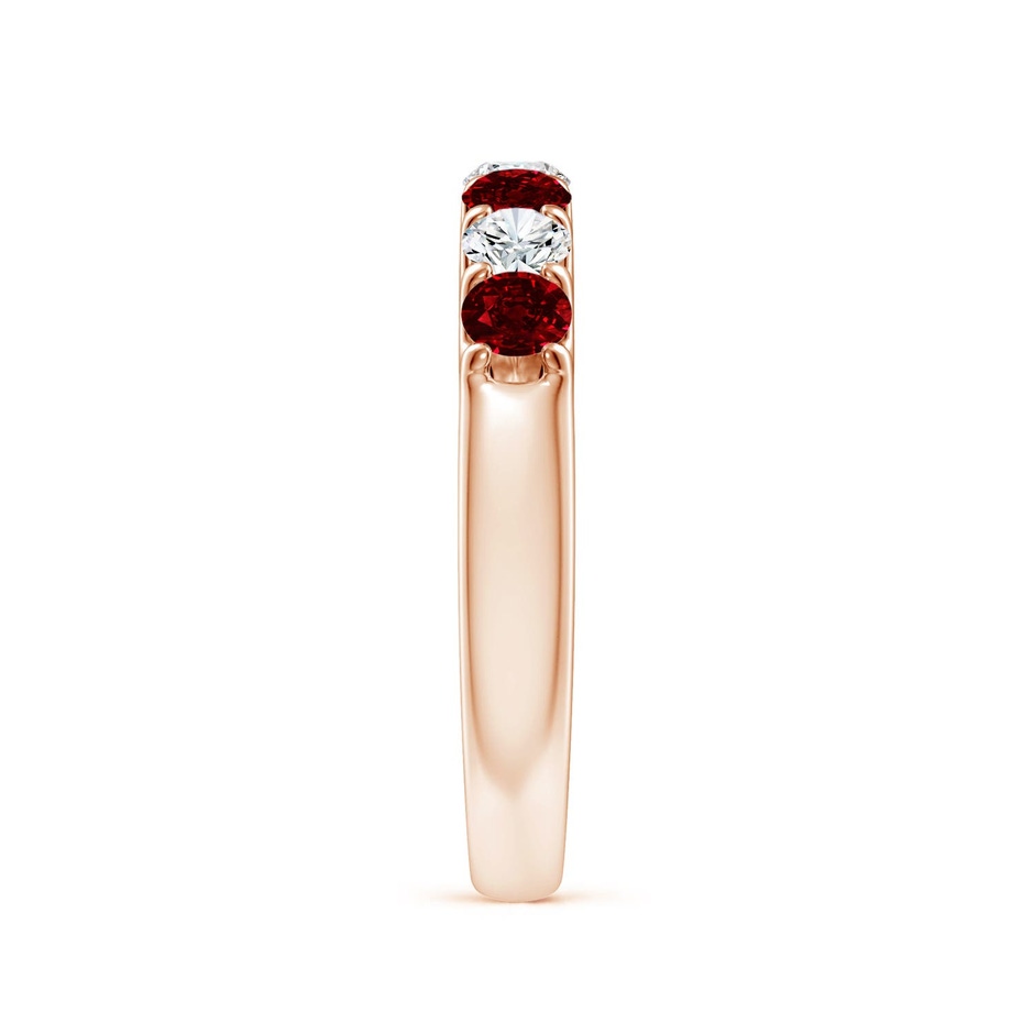 3.1mm AAAA Shared Prong Ruby and Diamond Half Eternity Ring in Rose Gold side 299