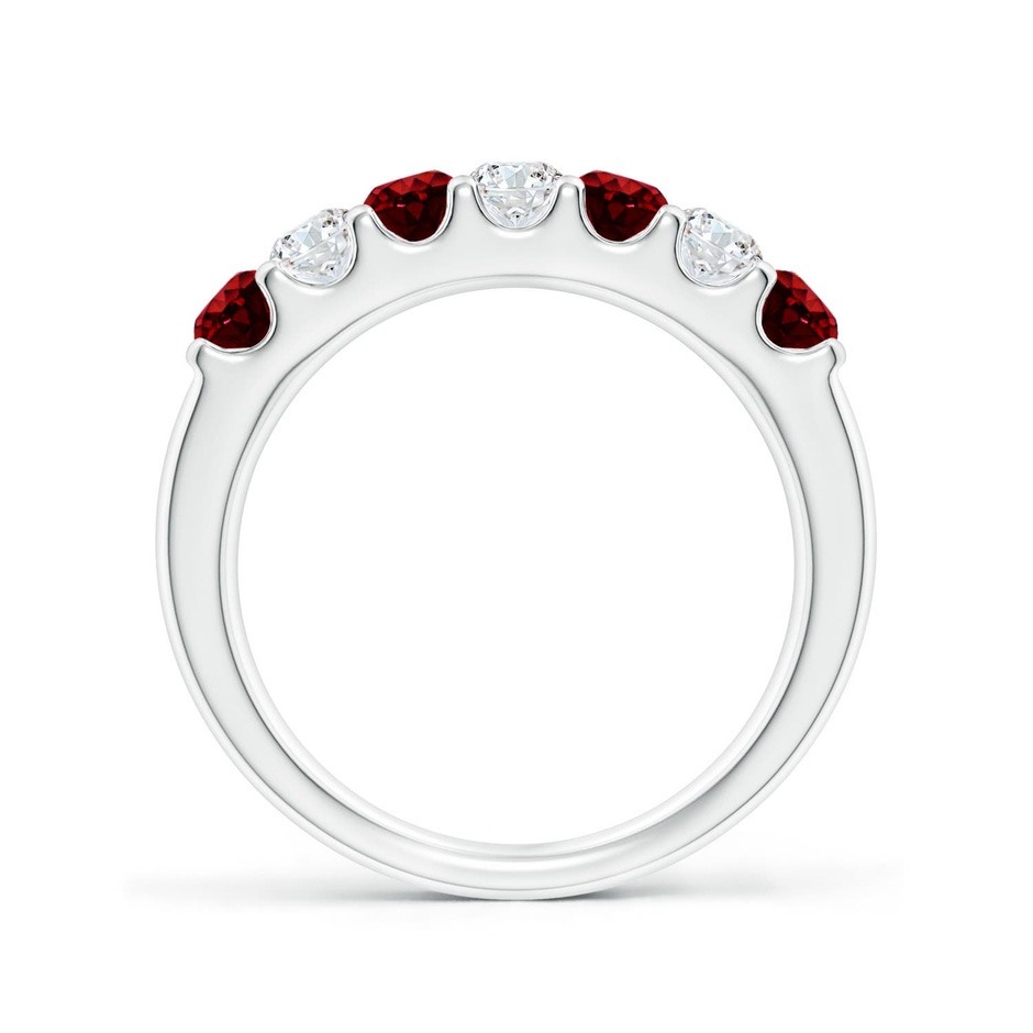 3.1mm AAAA Shared Prong Ruby and Diamond Half Eternity Ring in White Gold side 199