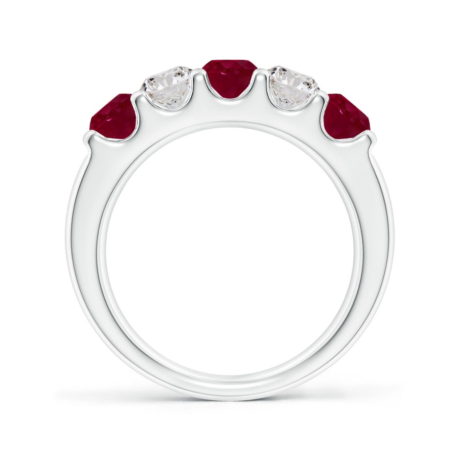 4.2mm A Shared Prong Ruby and Diamond Half Eternity Ring in P950 Platinum side 199