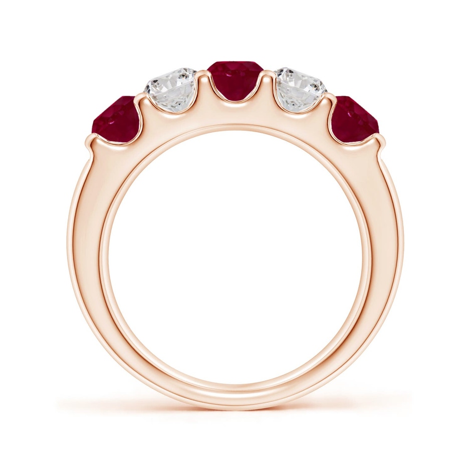 4.2mm A Shared Prong Ruby and Diamond Half Eternity Ring in Rose Gold side 199