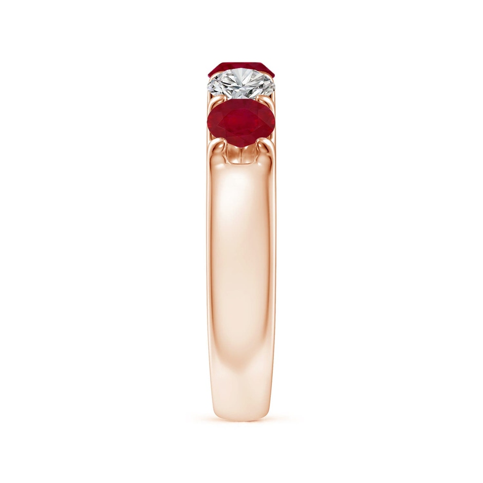 4.2mm AA Shared Prong Ruby and Diamond Half Eternity Ring in 18K Rose Gold side 299