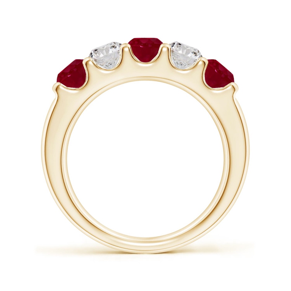4.2mm AA Shared Prong Ruby and Diamond Half Eternity Ring in 18K Yellow Gold side 199