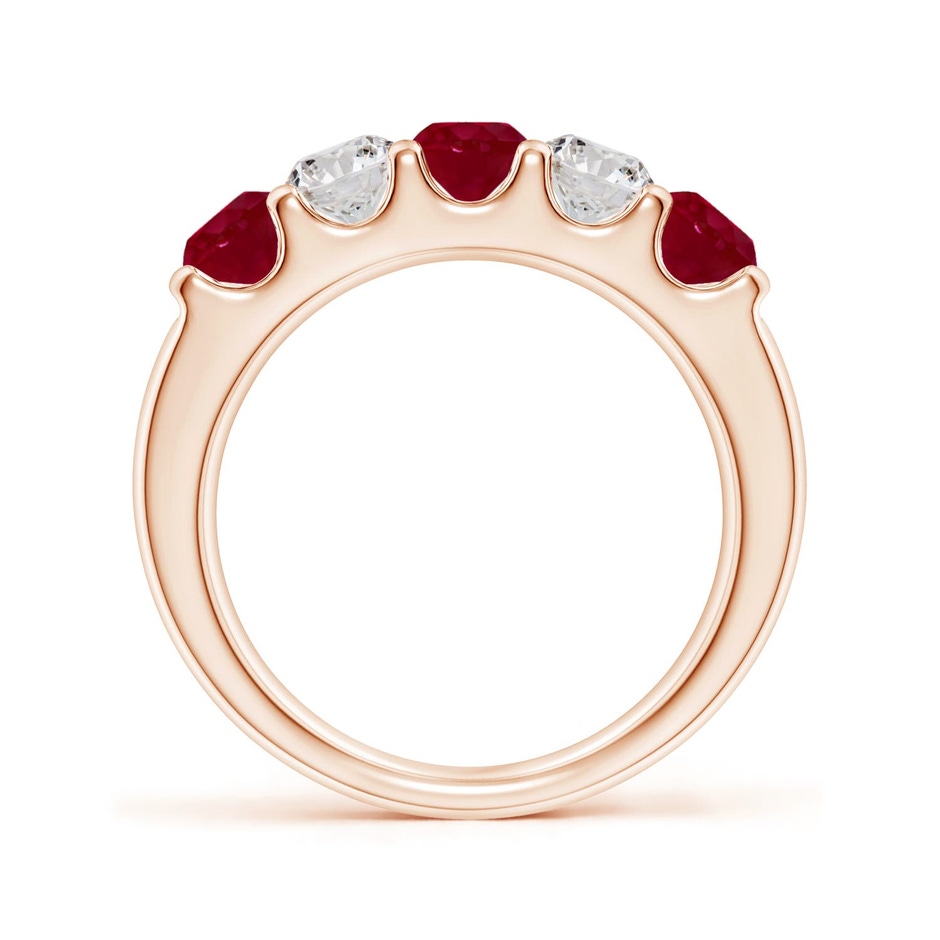 4.2mm AA Shared Prong Ruby and Diamond Half Eternity Ring in Rose Gold side 199