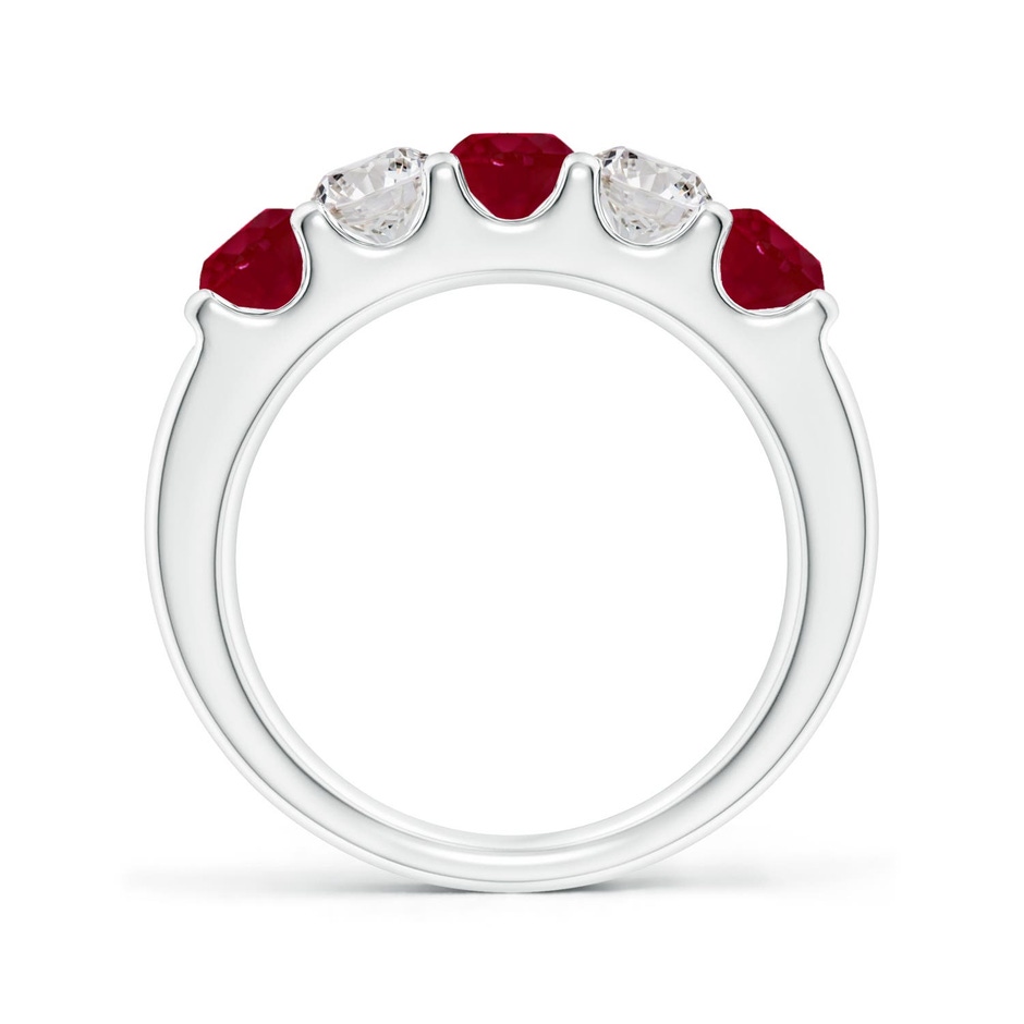 4.2mm AA Shared Prong Ruby and Diamond Half Eternity Ring in White Gold side 199
