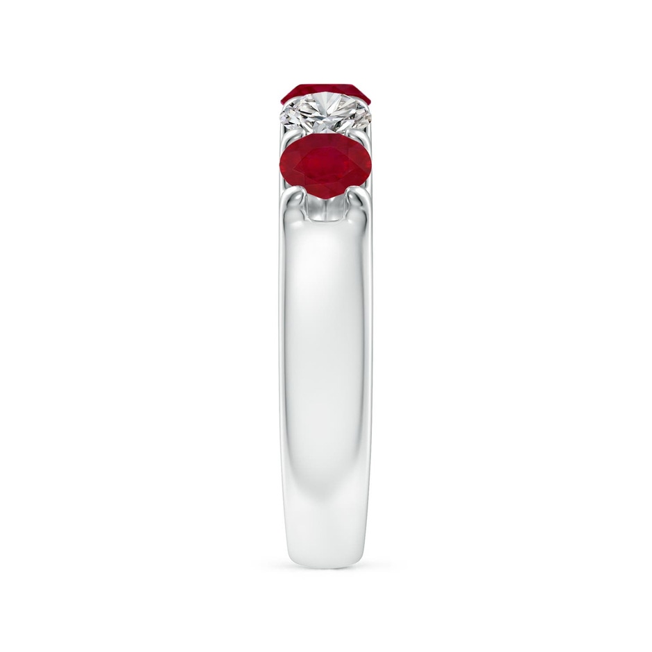 4.2mm AA Shared Prong Ruby and Diamond Half Eternity Ring in White Gold side 299