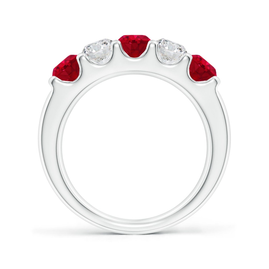 4.2mm AAA Shared Prong Ruby and Diamond Half Eternity Ring in P950 Platinum side 199