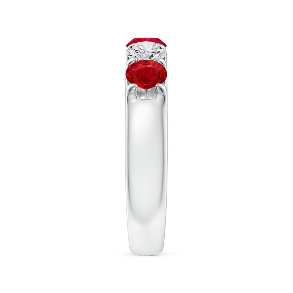 4.2mm AAA Shared Prong Ruby and Diamond Half Eternity Ring in P950 Platinum side 299