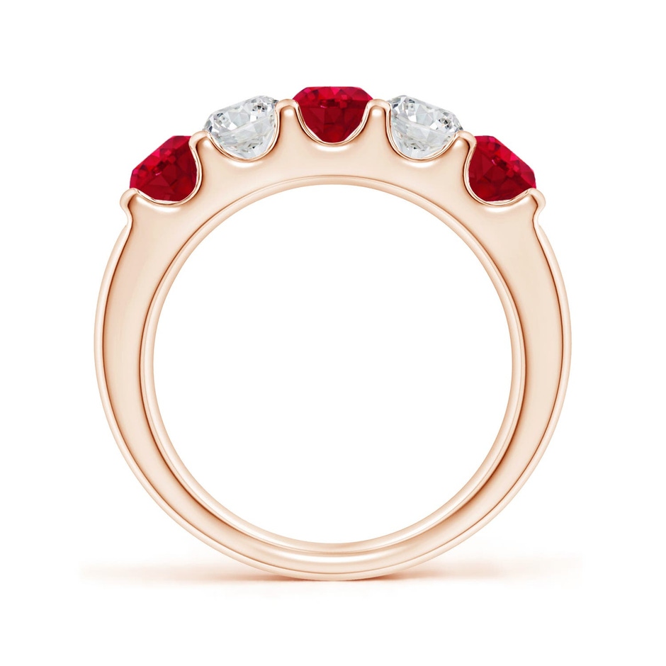 4.2mm AAA Shared Prong Ruby and Diamond Half Eternity Ring in Rose Gold side 199