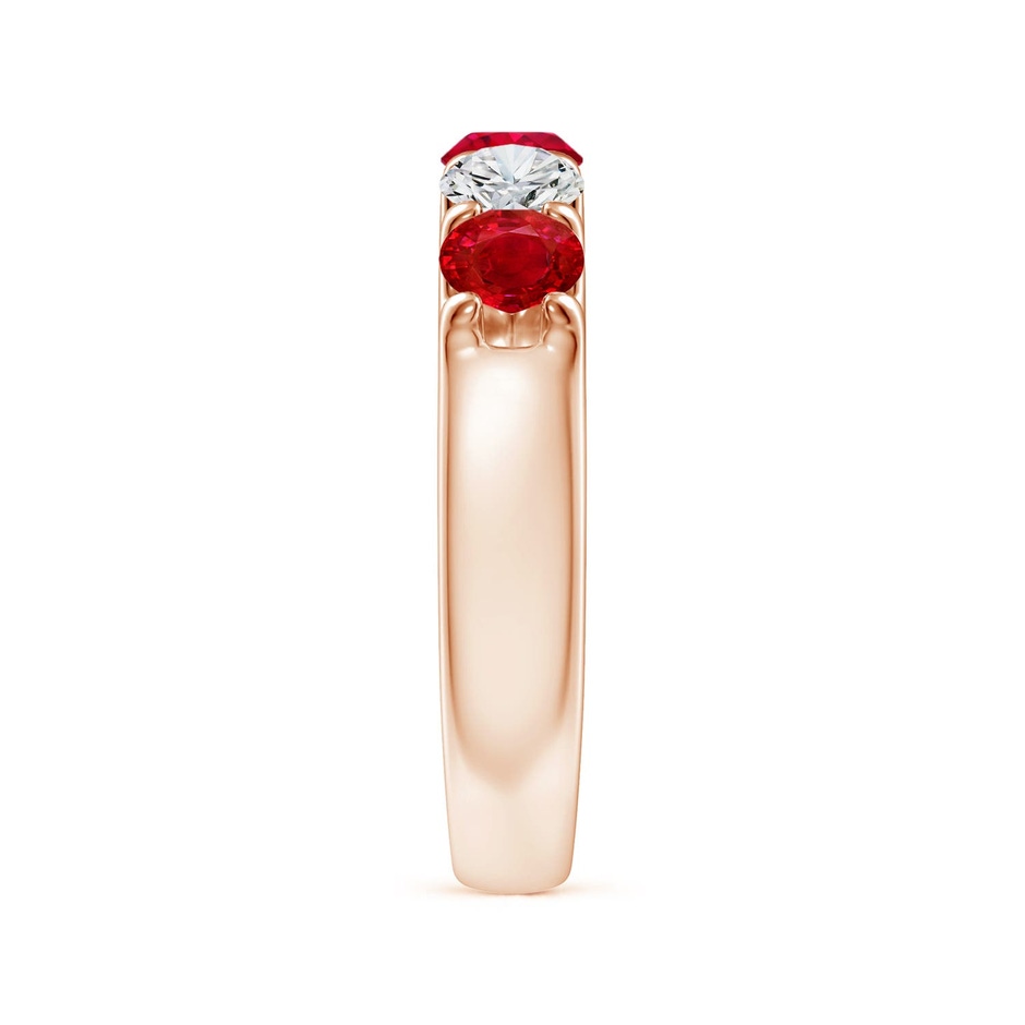 4.2mm AAA Shared Prong Ruby and Diamond Half Eternity Ring in Rose Gold side 299