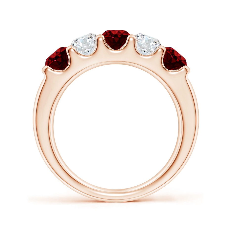 4.2mm AAAA Shared Prong Ruby and Diamond Half Eternity Ring in 18K Rose Gold side 199