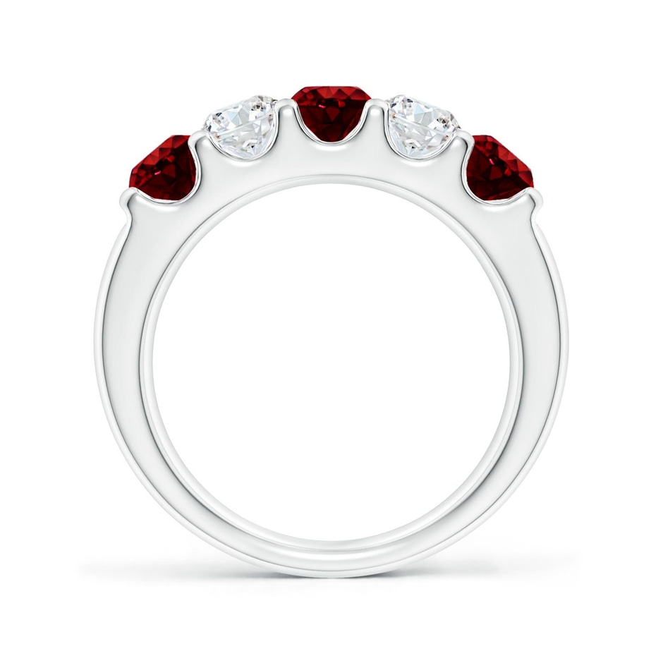 4.2mm AAAA Shared Prong Ruby and Diamond Half Eternity Ring in White Gold side 199