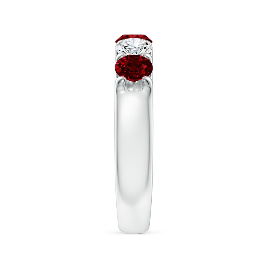 4.2mm AAAA Shared Prong Ruby and Diamond Half Eternity Ring in White Gold side 299