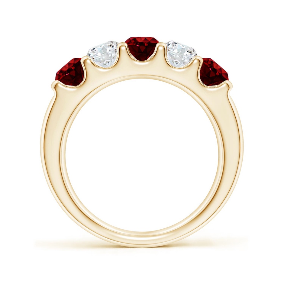 4.2mm AAAA Shared Prong Ruby and Diamond Half Eternity Ring in Yellow Gold side 199