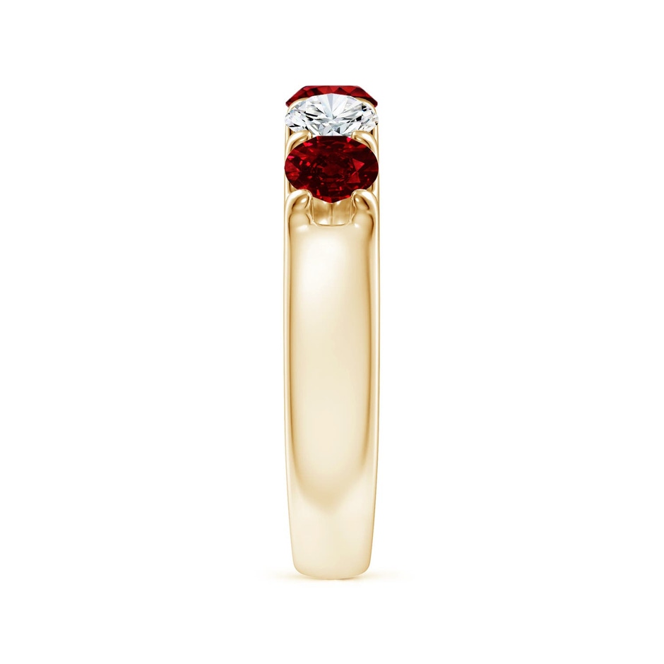 4.2mm AAAA Shared Prong Ruby and Diamond Half Eternity Ring in Yellow Gold side 299
