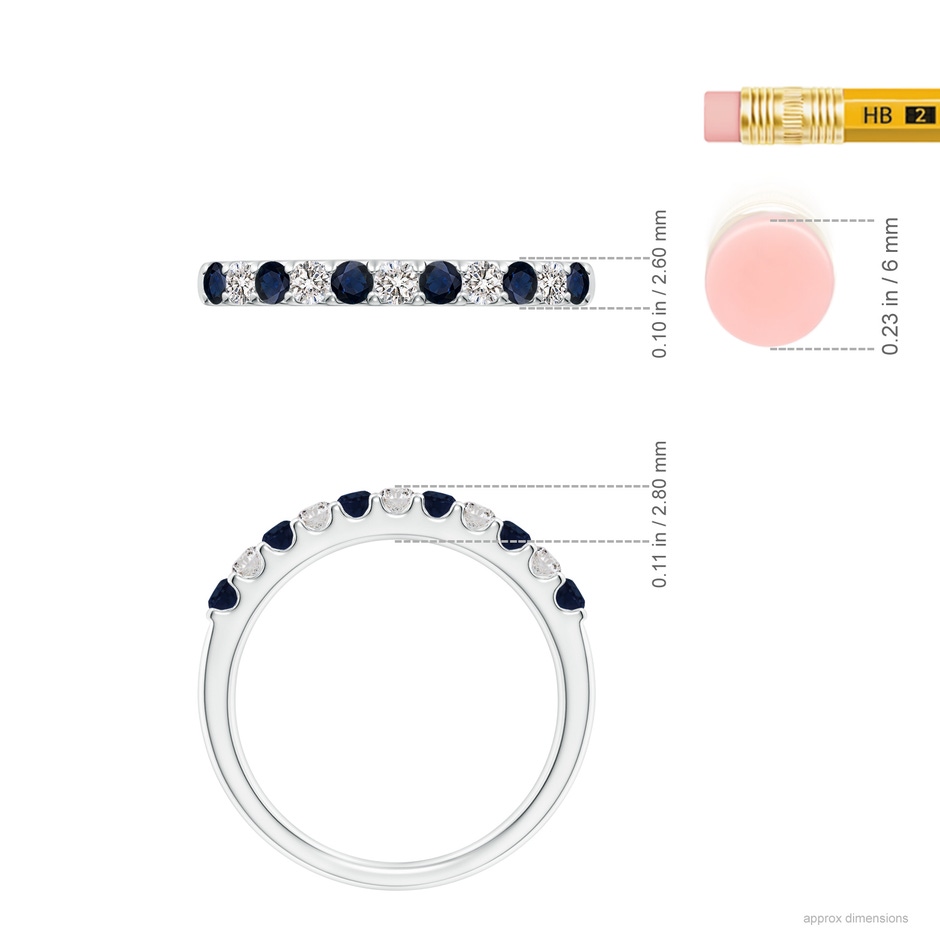 2.1mm A Shared Prong Sapphire and Diamond Half Eternity Ring in P950 Platinum ruler