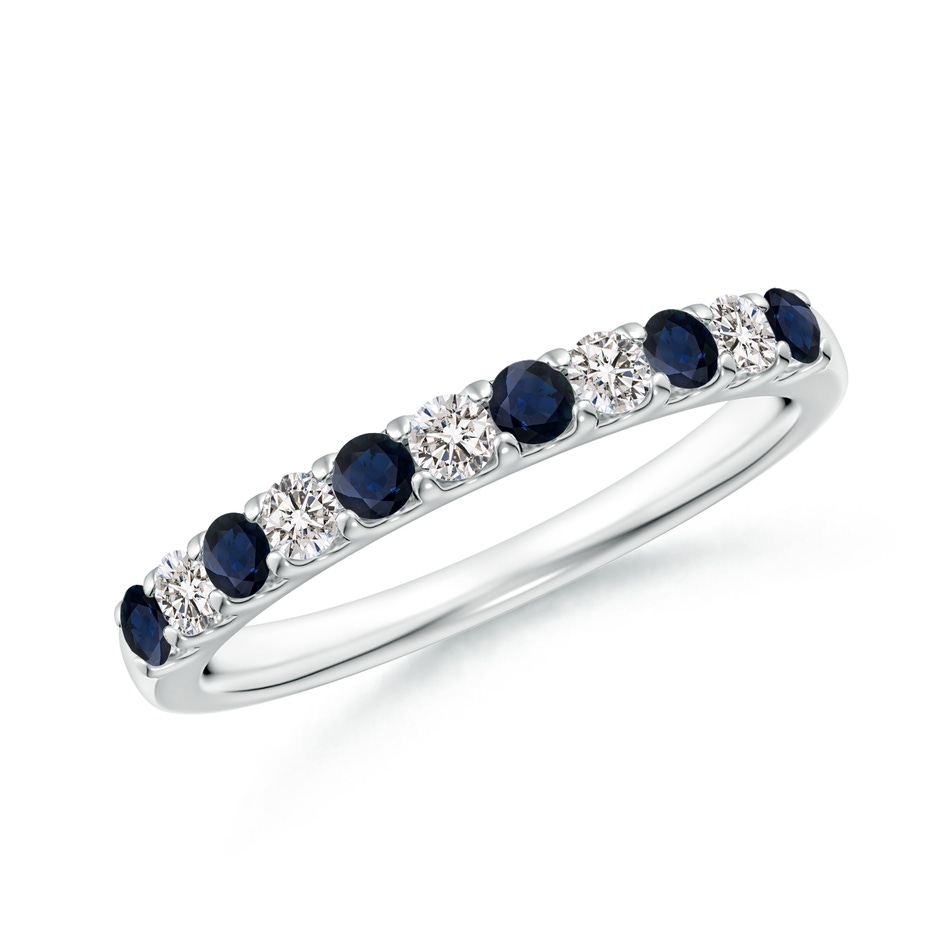 2.1mm A Shared Prong Sapphire and Diamond Half Eternity Ring in White Gold 