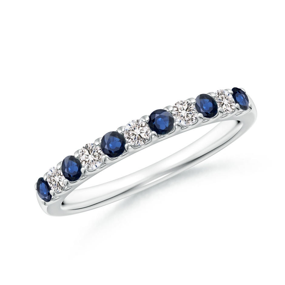 2.1mm AA Shared Prong Sapphire and Diamond Half Eternity Ring in 10K White Gold 