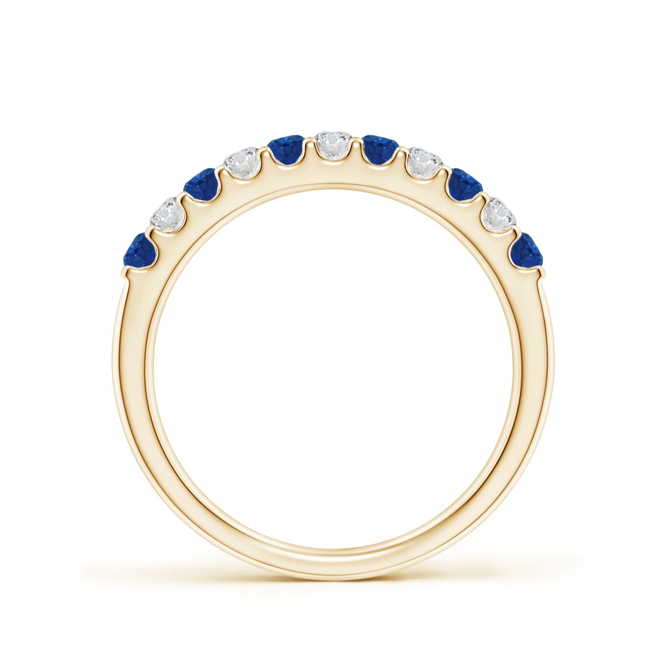 2.1mm AAA Shared Prong Sapphire and Diamond Half Eternity Band in 9K Yellow Gold side 1