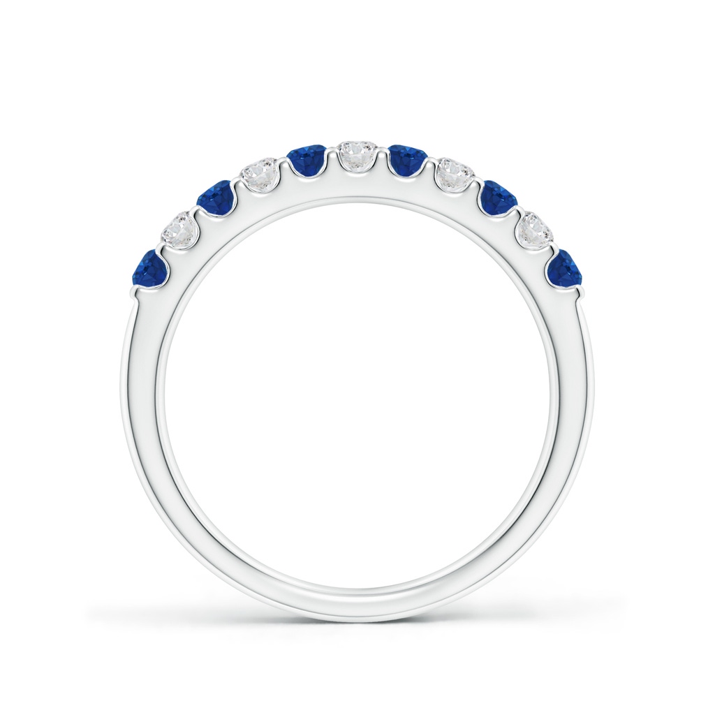 2.1mm AAA Shared Prong Sapphire and Diamond Half Eternity Band in P950 Platinum Side-1