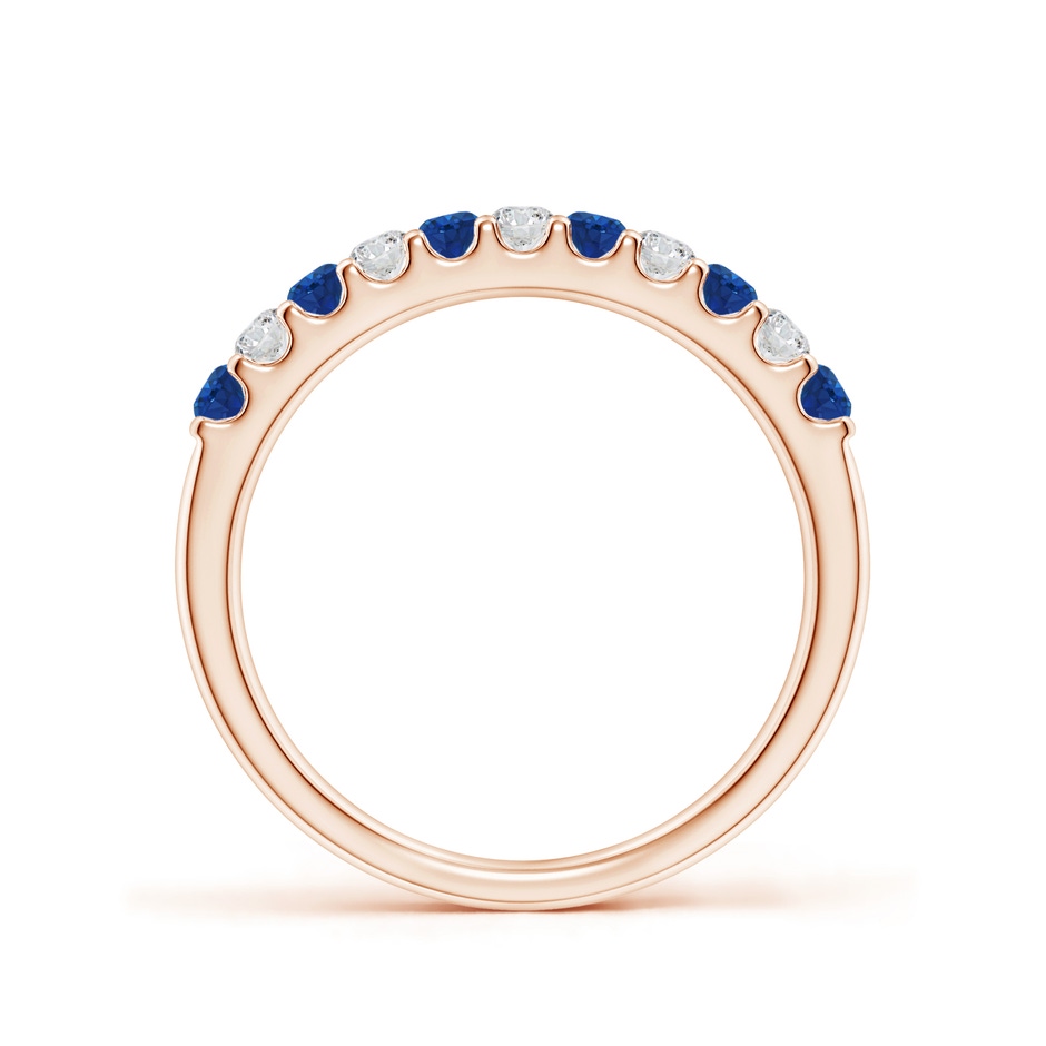 2.1mm AAA Shared Prong Sapphire and Diamond Half Eternity Ring in Rose Gold side 199