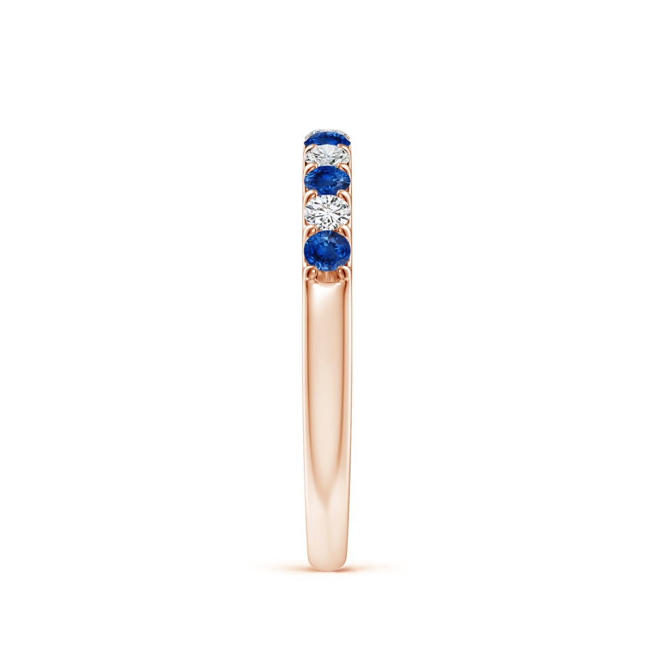 2.1mm AAA Shared Prong Sapphire and Diamond Half Eternity Ring in Rose Gold side 299