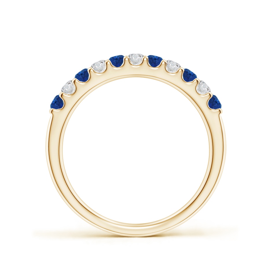 2.1mm AAA Shared Prong Sapphire and Diamond Half Eternity Ring in Yellow Gold side 199