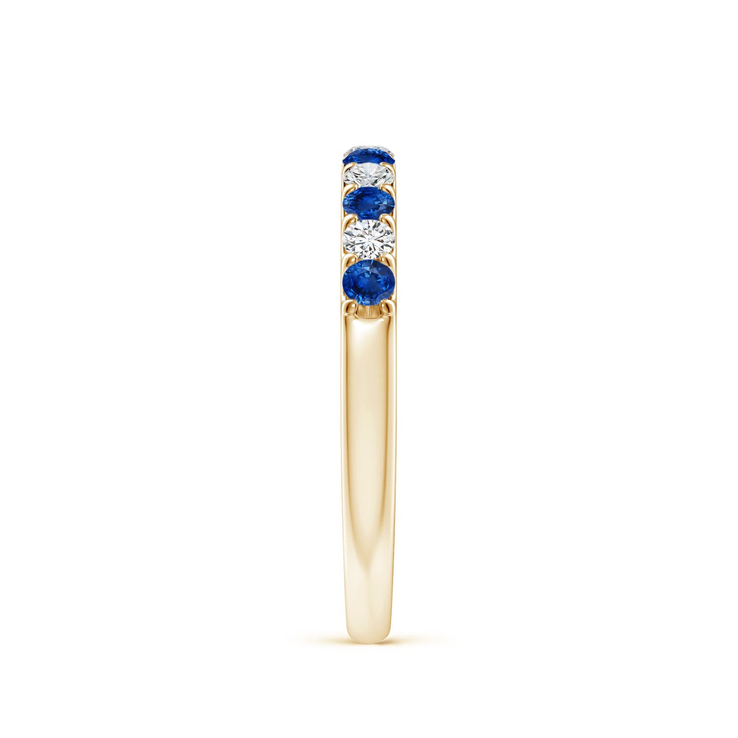 2.1mm AAA Shared Prong Sapphire and Diamond Half Eternity Ring in Yellow Gold - side 6