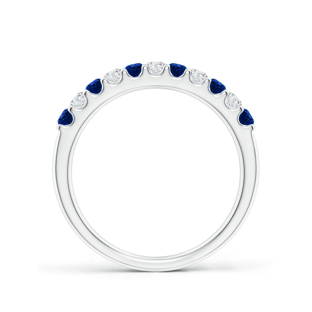 2.1mm AAAA Shared Prong Sapphire and Diamond Half Eternity Band in P950 Platinum Side-1