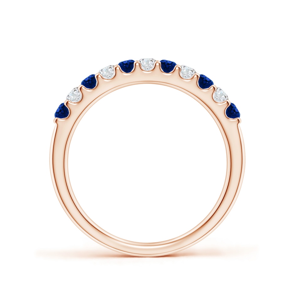 2.1mm AAAA Shared Prong Sapphire and Diamond Half Eternity Ring in Rose Gold side 199