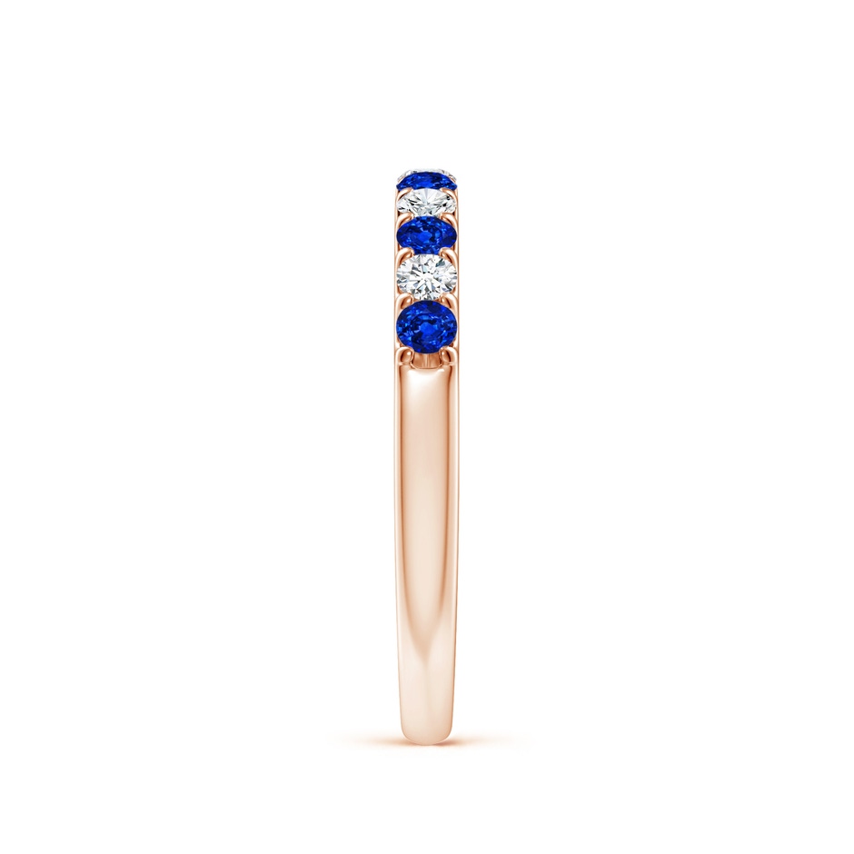 2.1mm AAAA Shared Prong Sapphire and Diamond Half Eternity Ring in Rose Gold side 299