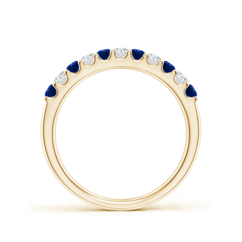 2.1mm AAAA Shared Prong Sapphire and Diamond Half Eternity Band in Yellow Gold Side-1