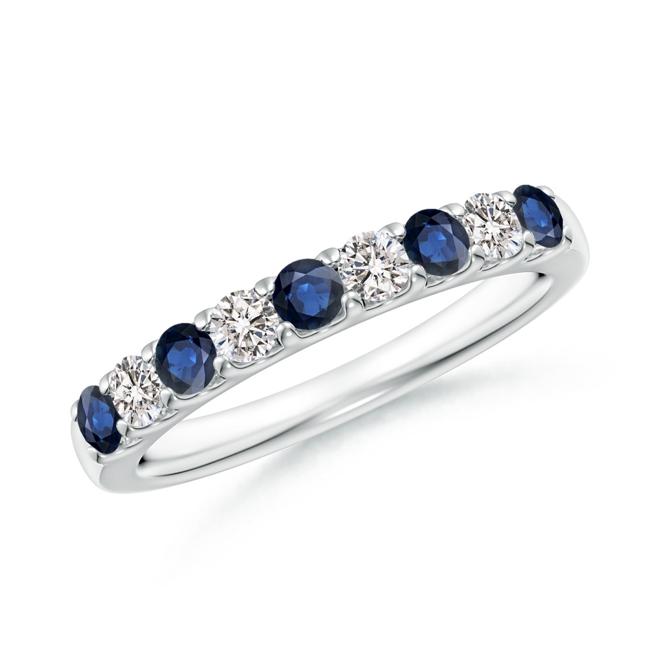 2.5mm AA Shared Prong Sapphire and Diamond Half Eternity Ring in P950 Platinum 