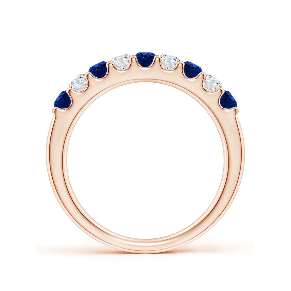 2.5mm AAAA Shared Prong Sapphire and Diamond Half Eternity Ring in Rose Gold side 199
