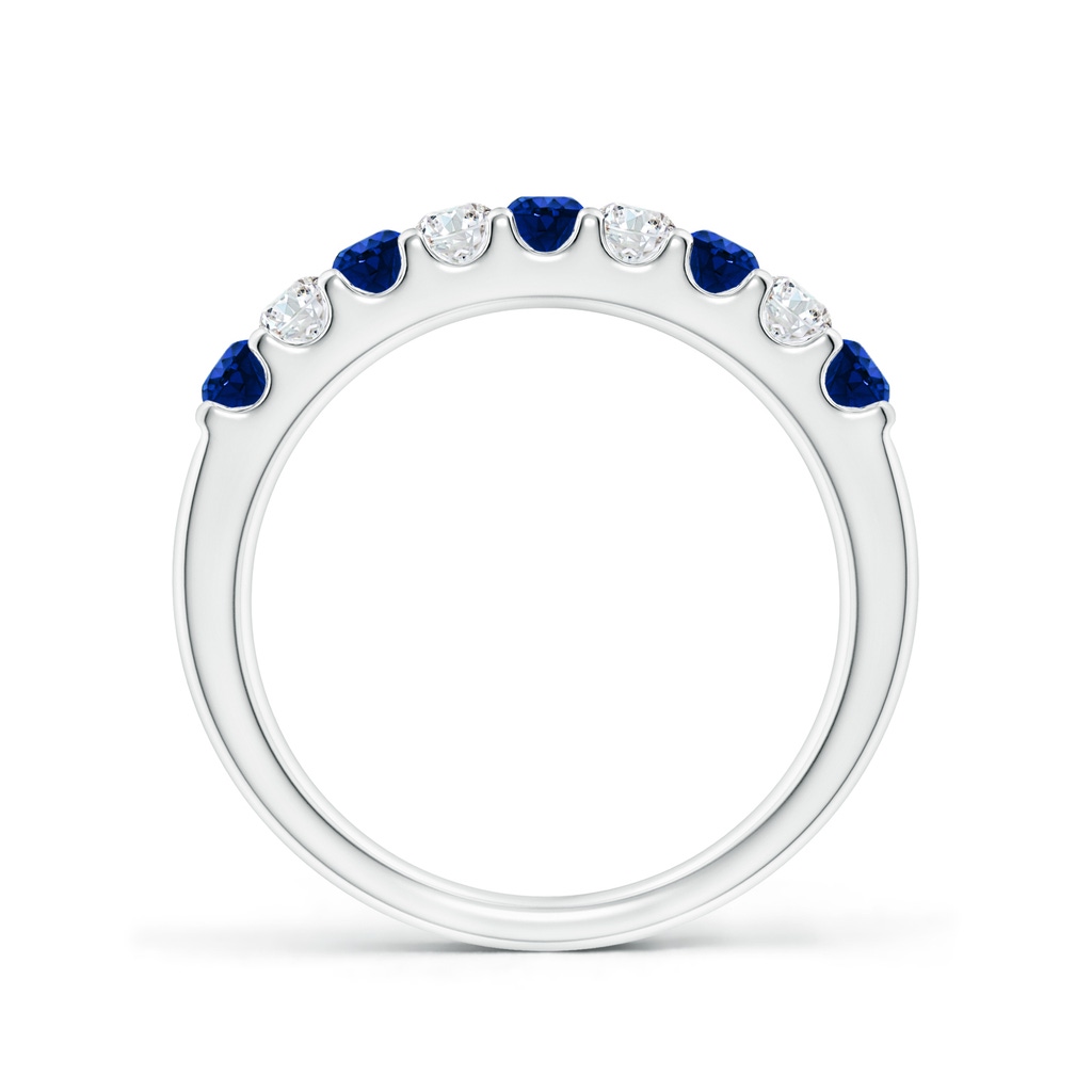 2.5mm AAAA Shared Prong Sapphire and Diamond Half Eternity Band in White Gold Side-1