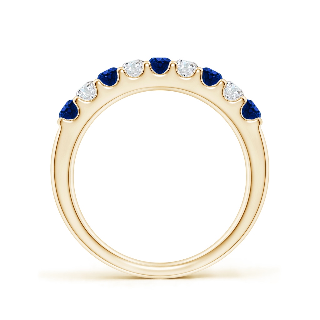 2.5mm AAAA Shared Prong Sapphire and Diamond Half Eternity Band in Yellow Gold Side-1