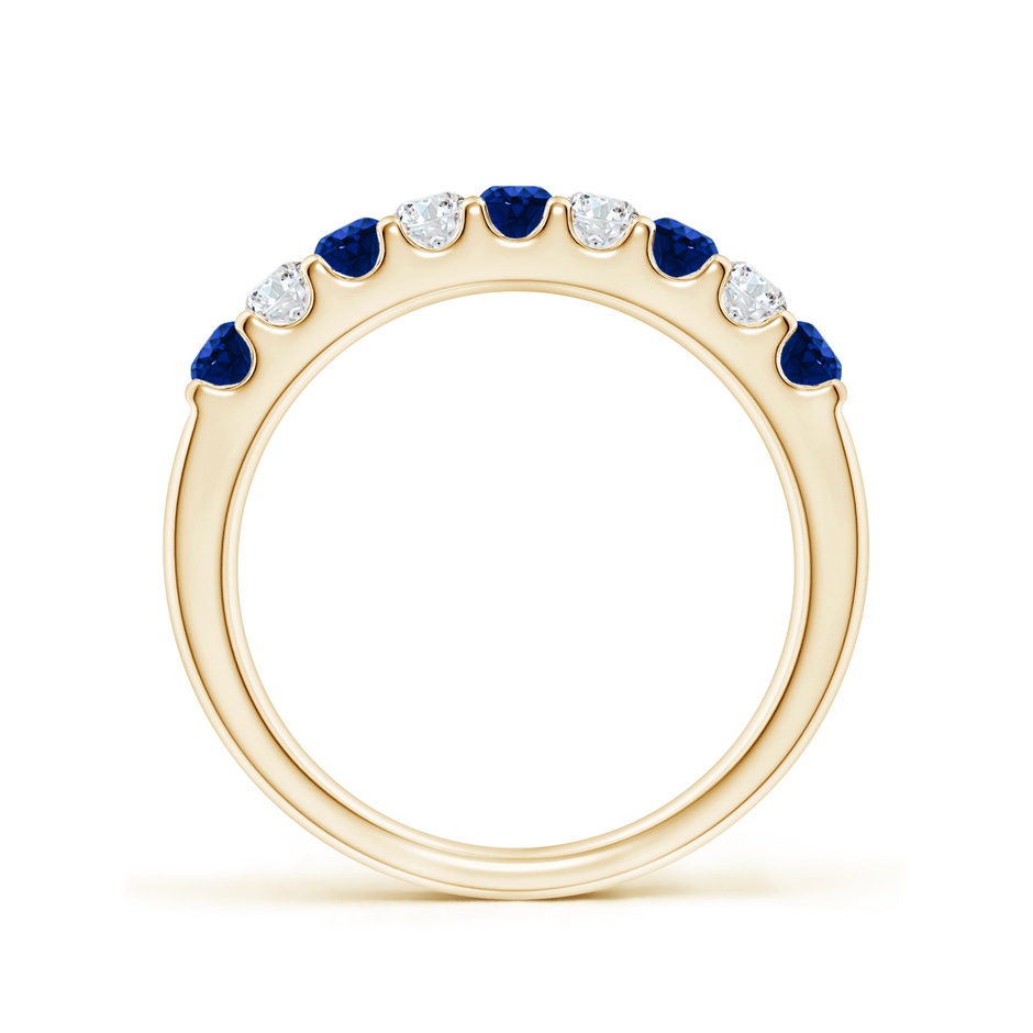 2.5mm AAAA Shared Prong Sapphire and Diamond Half Eternity Ring in Yellow Gold side 199