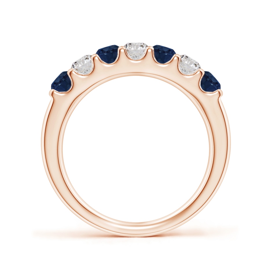 3.1mm AA Shared Prong Sapphire and Diamond Half Eternity Ring in 18K Rose Gold side 199