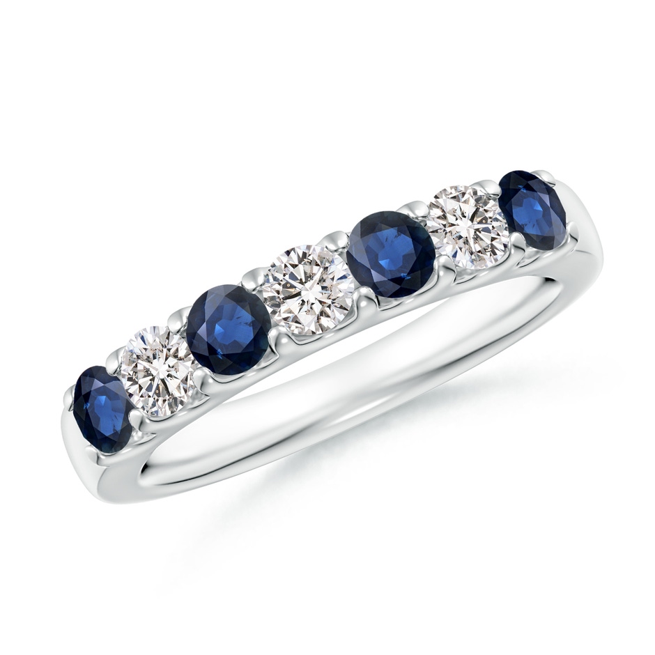 3.1mm AA Shared Prong Sapphire and Diamond Half Eternity Ring in P950 Platinum 