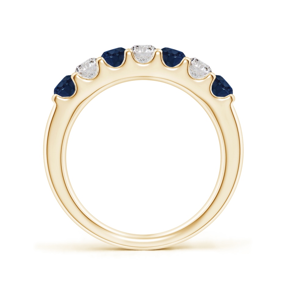 3.1mm AA Shared Prong Sapphire and Diamond Half Eternity Ring in Yellow Gold side 199