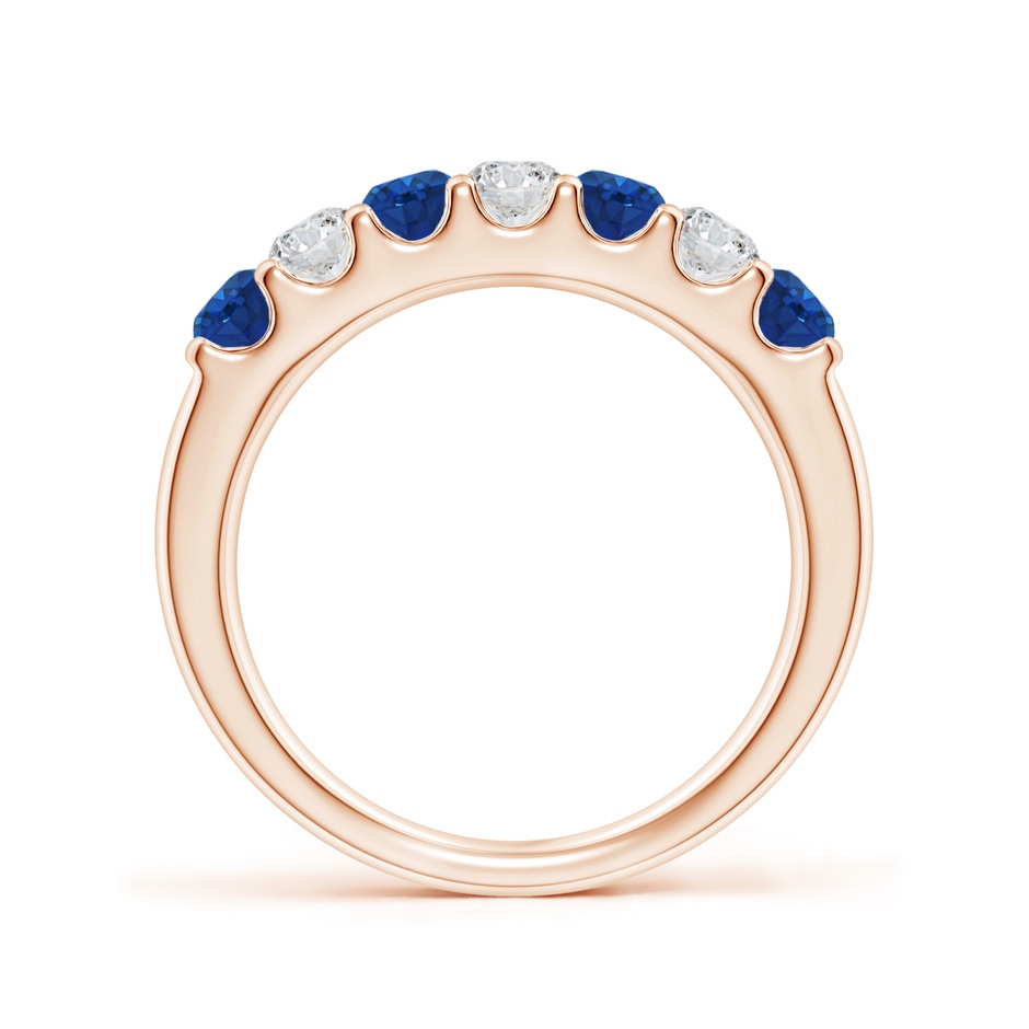 3.1mm AAA Shared Prong Sapphire and Diamond Half Eternity Ring in Rose Gold side 199