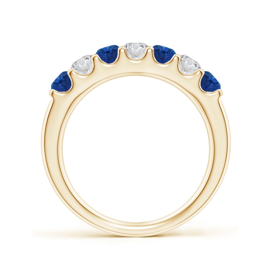 3.1mm AAA Shared Prong Sapphire and Diamond Half Eternity Ring in Yellow Gold side 199